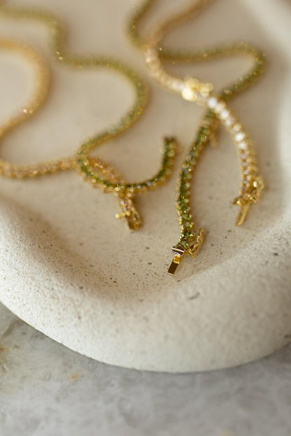 Colar  Riviera 3mm Peridoto Dourado