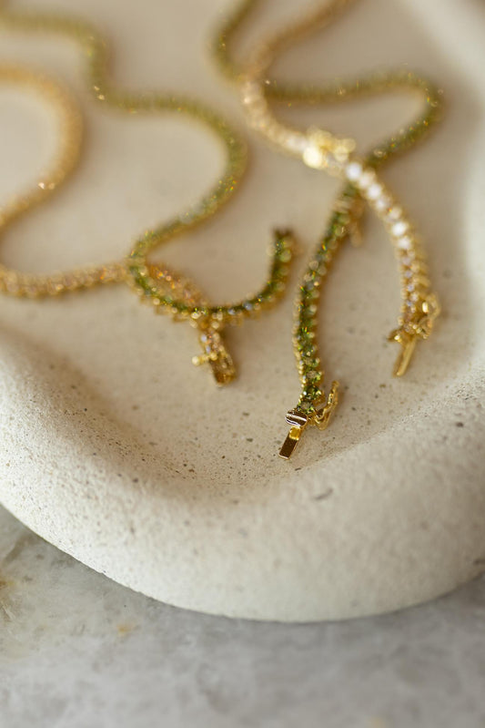 Colar  Riviera 3mm Peridoto Dourado