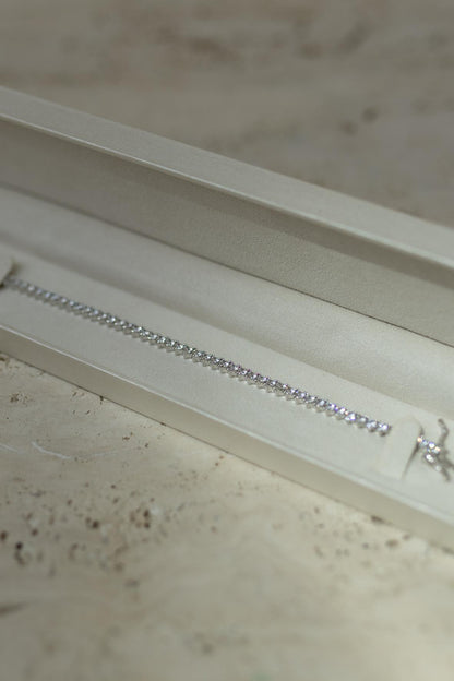 Pulseira Riviera 3mm Prata 925 Moissanite Ródio Branco