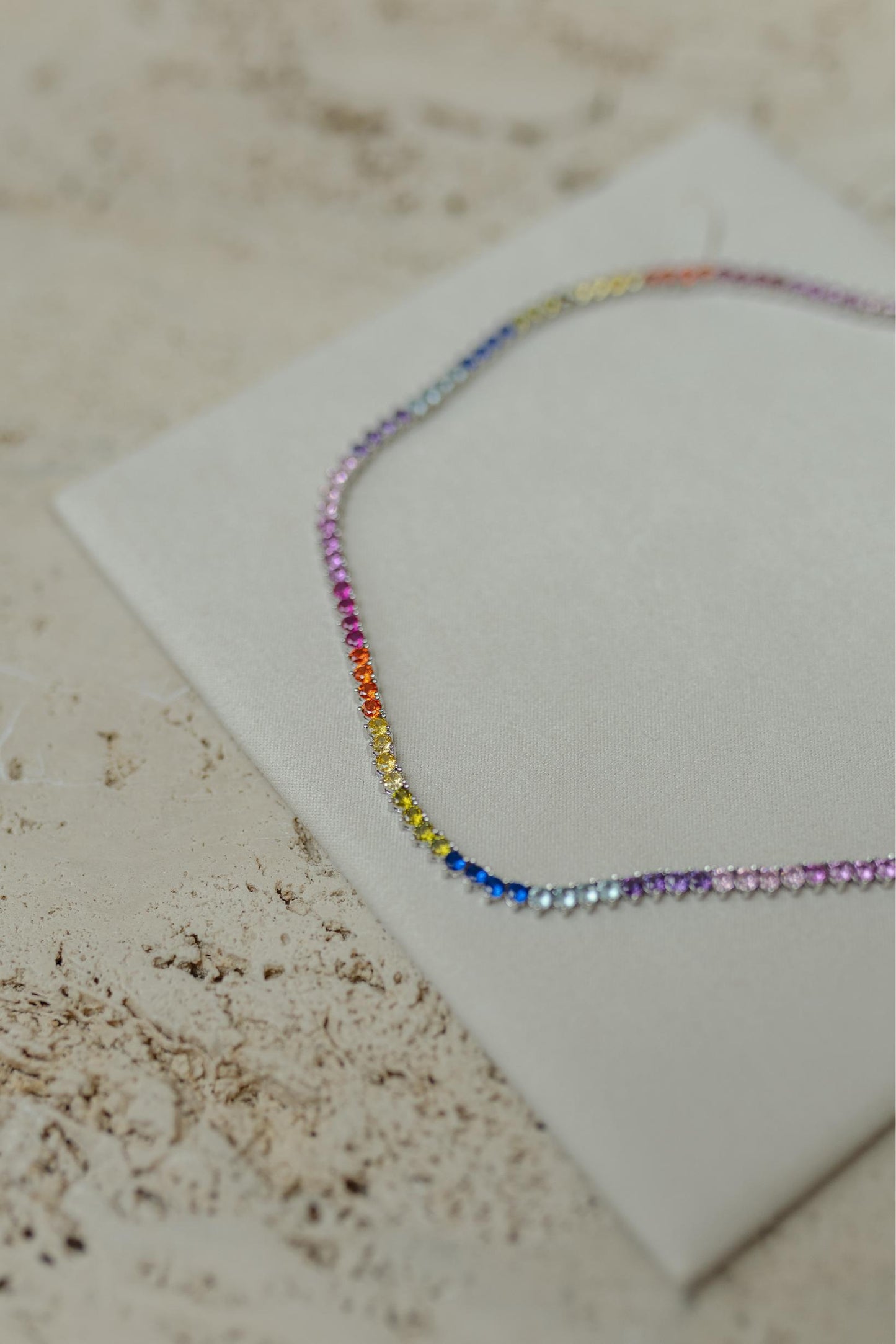 Colar Riviera 3 pontas Rainbow Ródio Branco