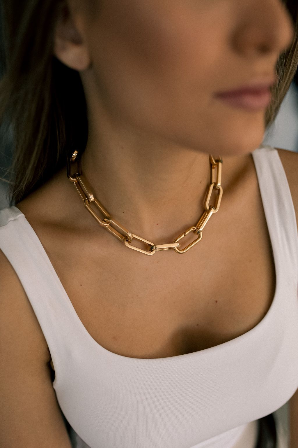 Choker 2 em 1 de Elos Lisos Dourado