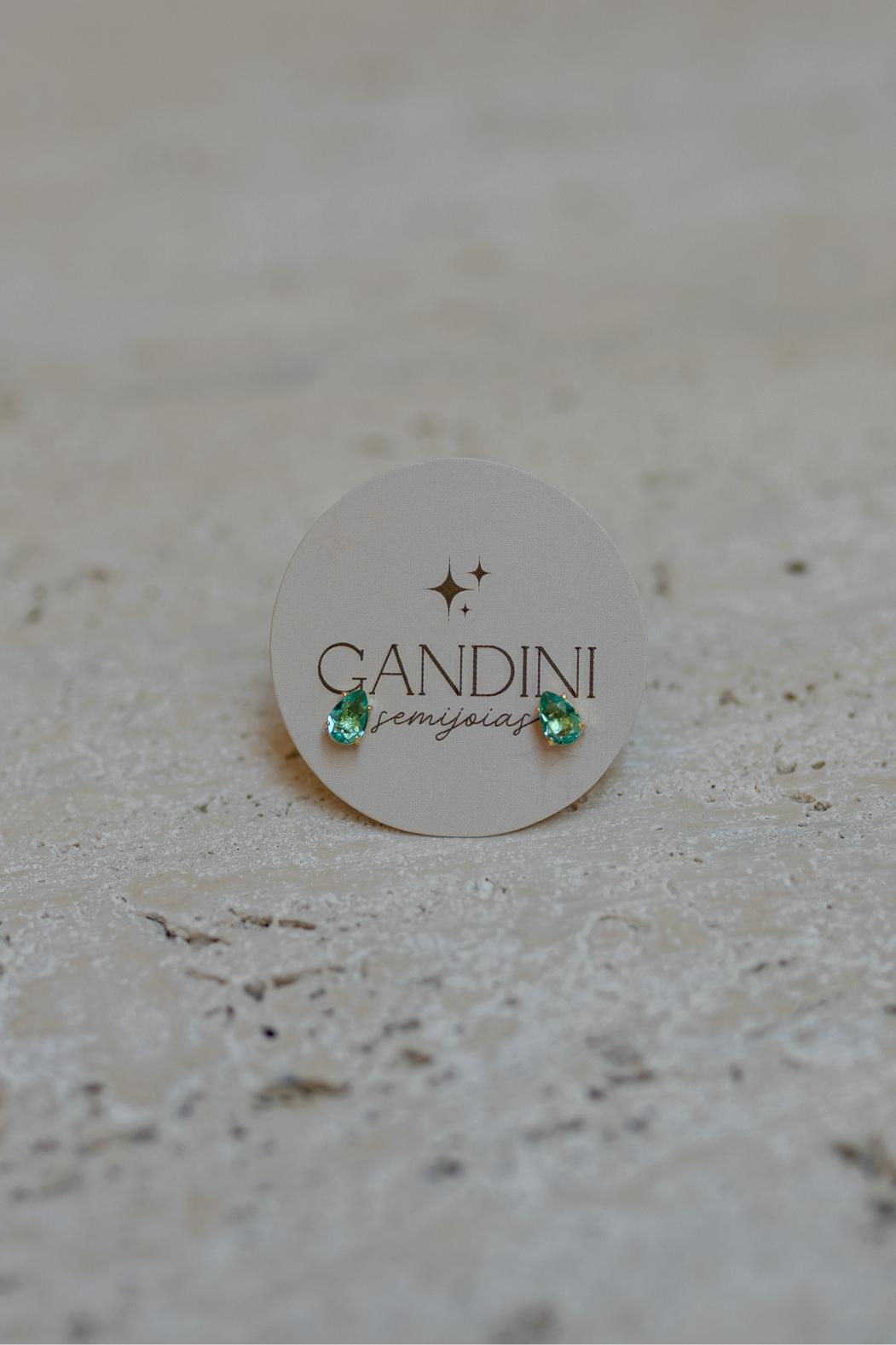 Brinco Mini Gota Turmalina Dourado