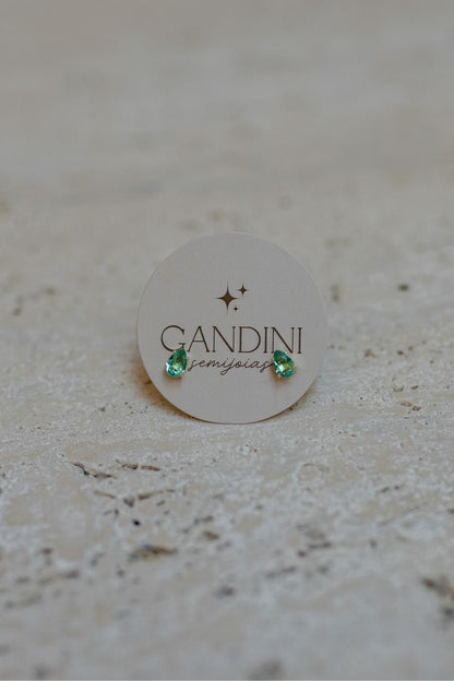 Brinco Mini Gota Turmalina Dourado