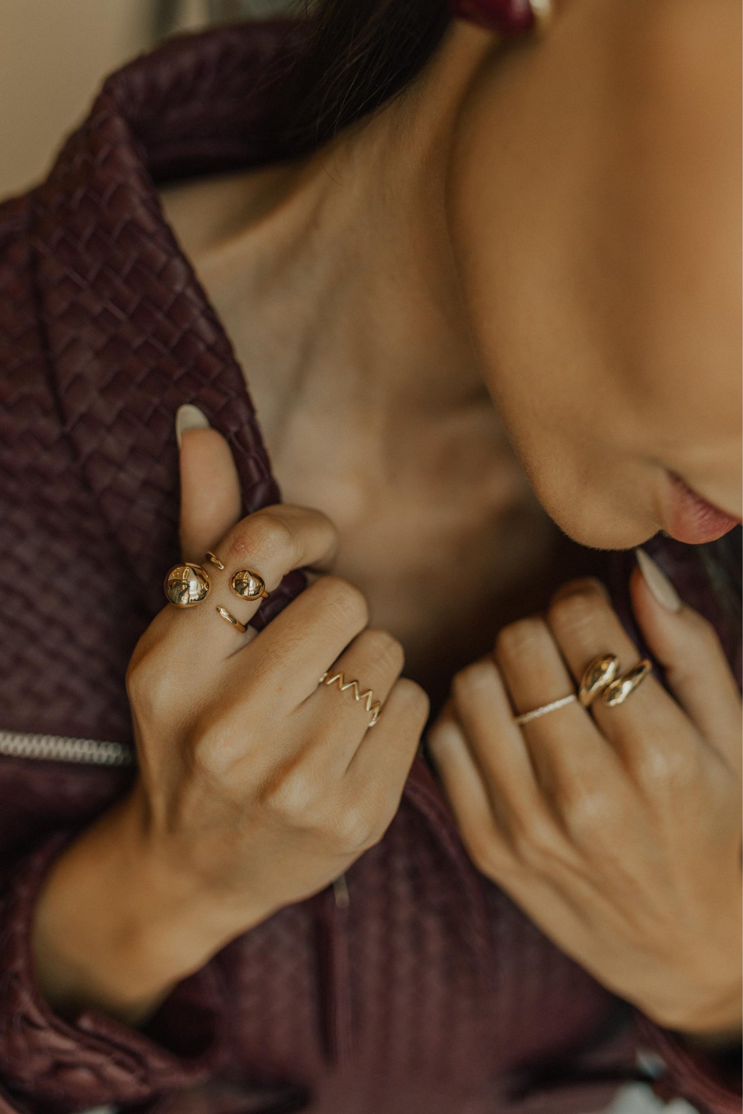 Anel Zig Zag Liso Dourado