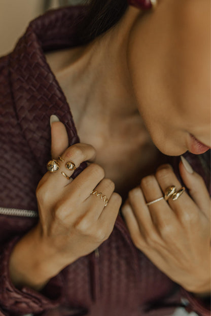 Anel Zig Zag Liso Dourado