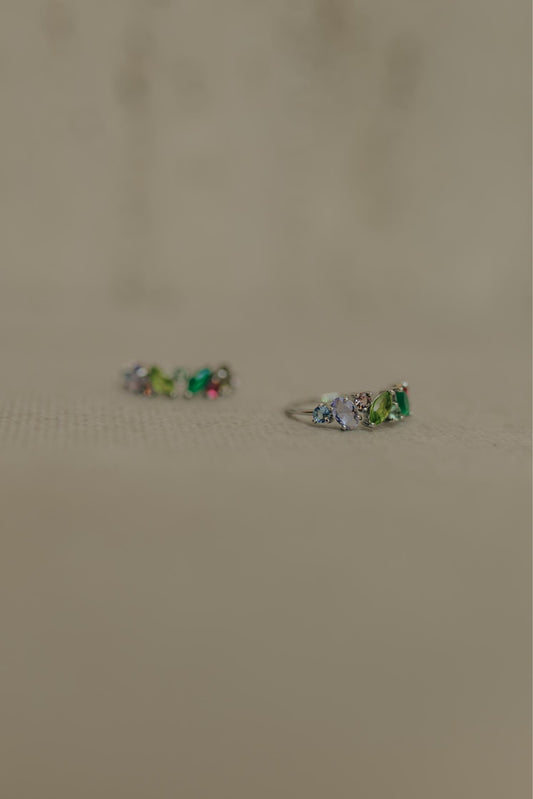 Anel Colorido Prata 925 Ródio Branco