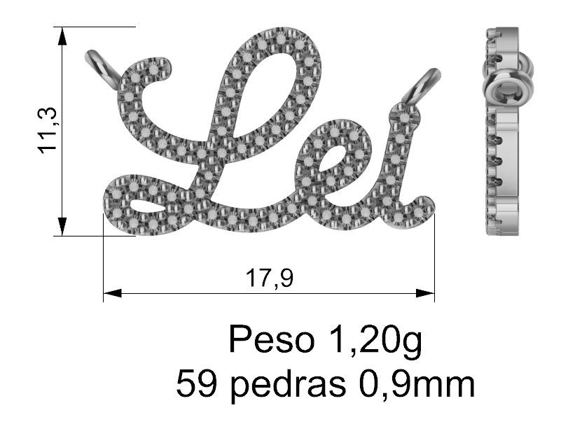 Colar Nome Personalizado 0,9mm Moissanite Prata 925