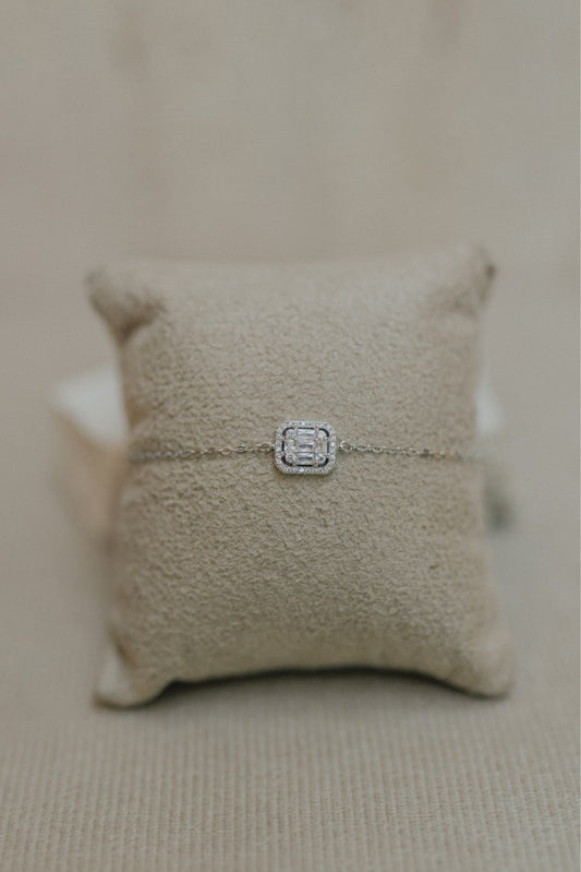 Pulseira Pingente Quadrado Prata 925