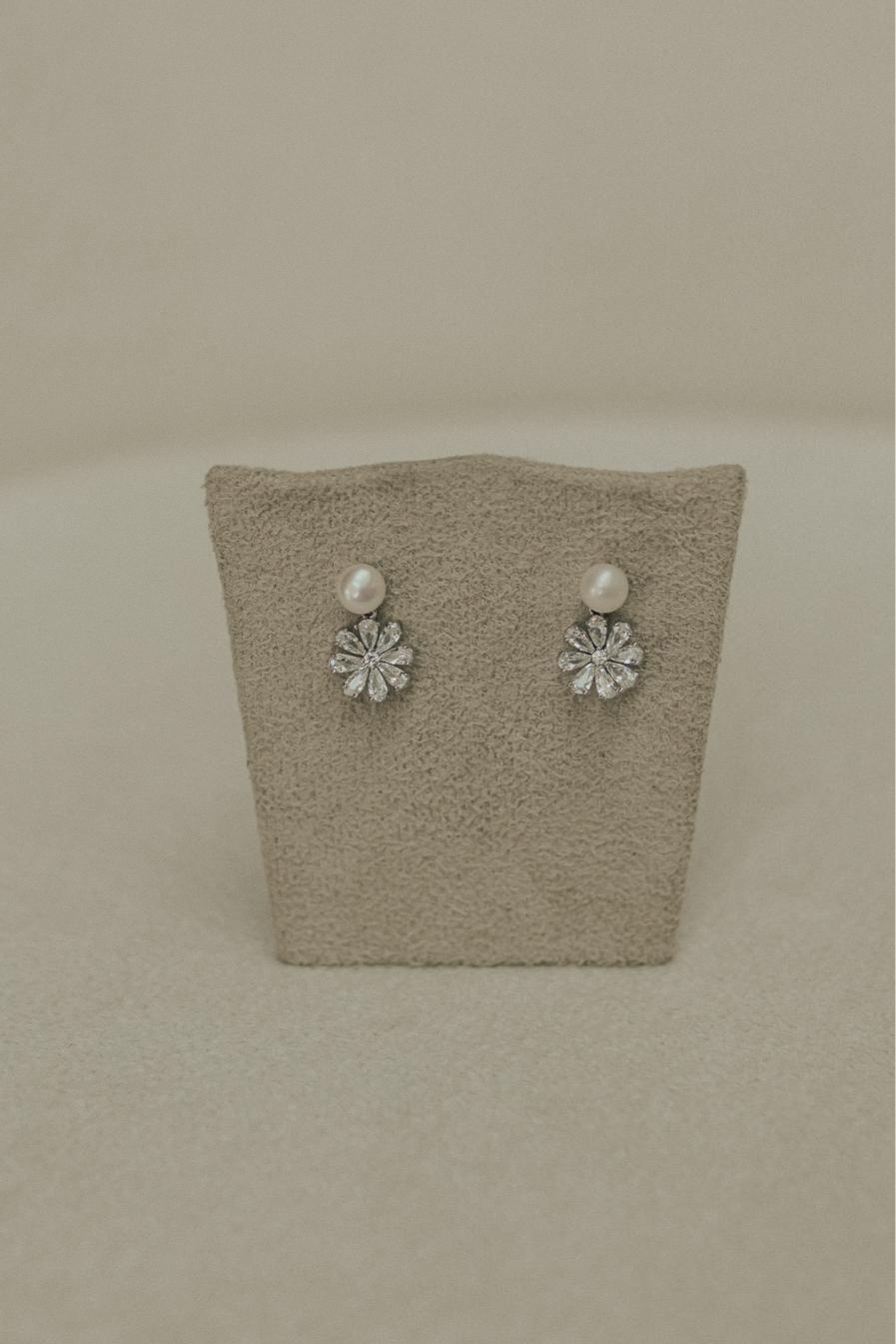 Brinco Pérola Natural Ródio Branco