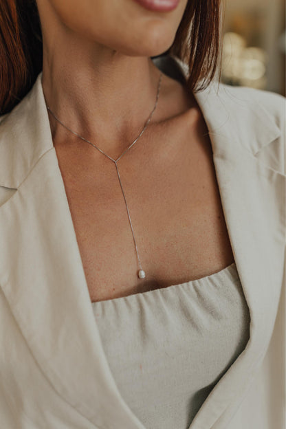 Colar Gravatinha Pérola de Água Doce