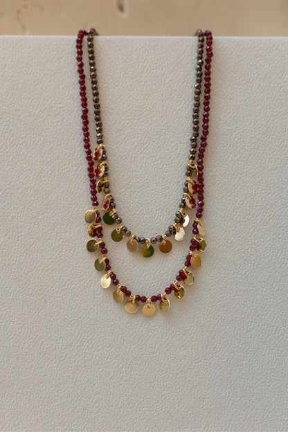 Colar Pedras Naturais Chapinhas Dourado