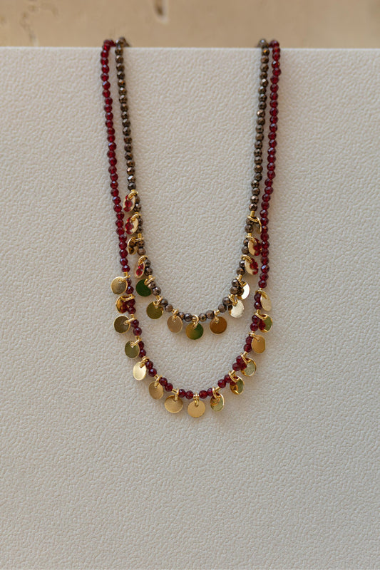 Colar Pedras Naturais Chapinhas Dourado