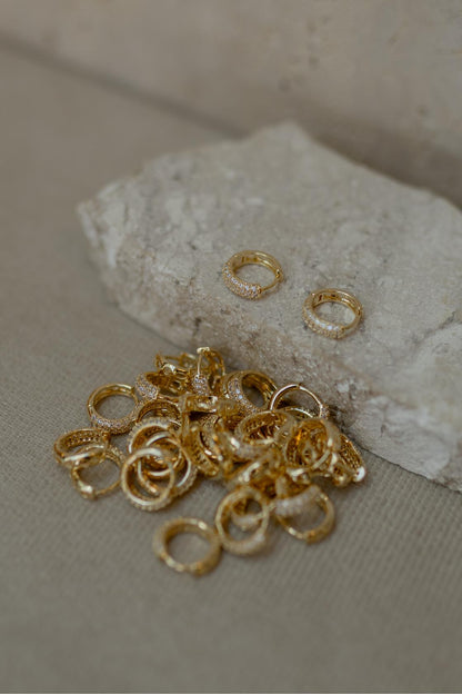 Brinco Argola Cravejado Triplo Dourado