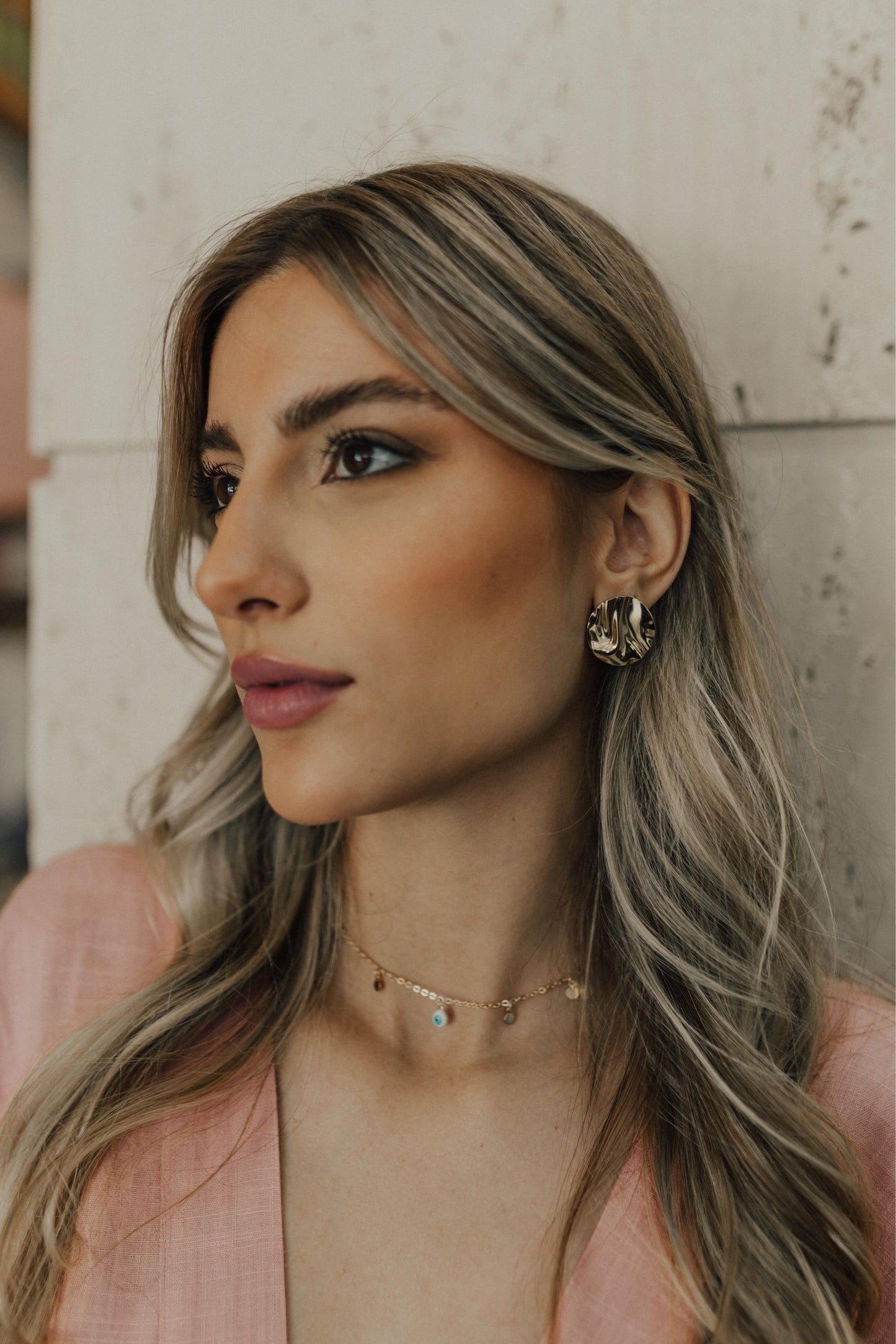 Colar Choker Olho Grego Plaquinhas Dourado