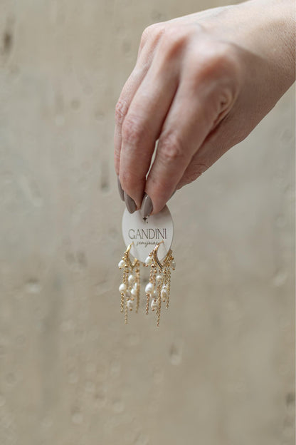 Brinco Argola Chuva Pérolas Dourado