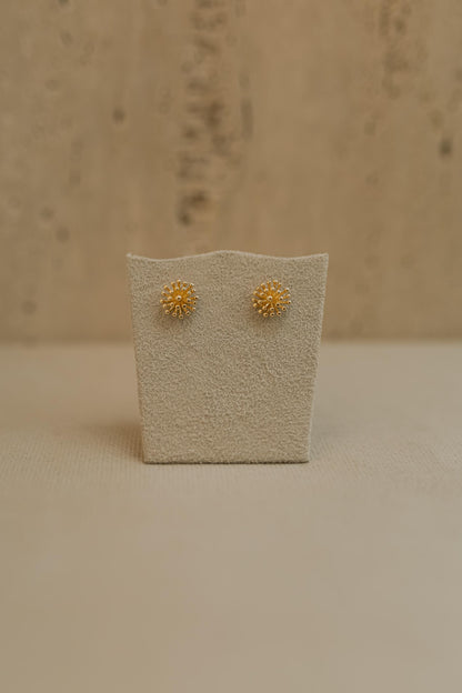Brinco Flor Dente de Leão Dourado