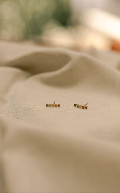 Brinco Palito Confete Rainbow Dourado