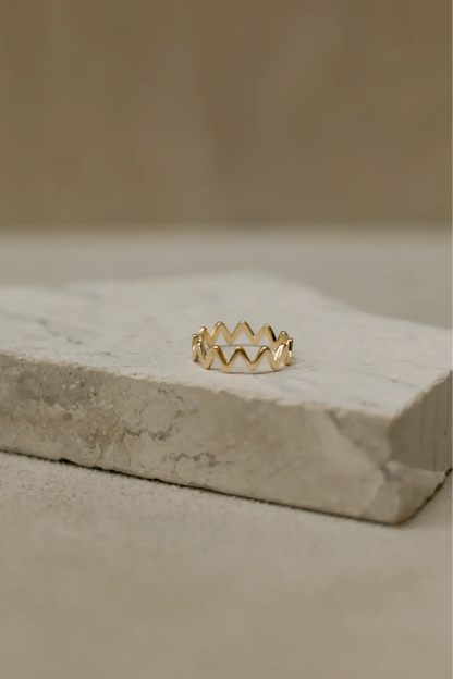 Anel Zig Zag Liso Dourado