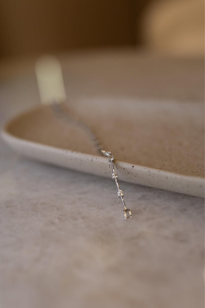 Pulseira Riviera Fio Faca Moissanite Prata 925 Ródio Branco