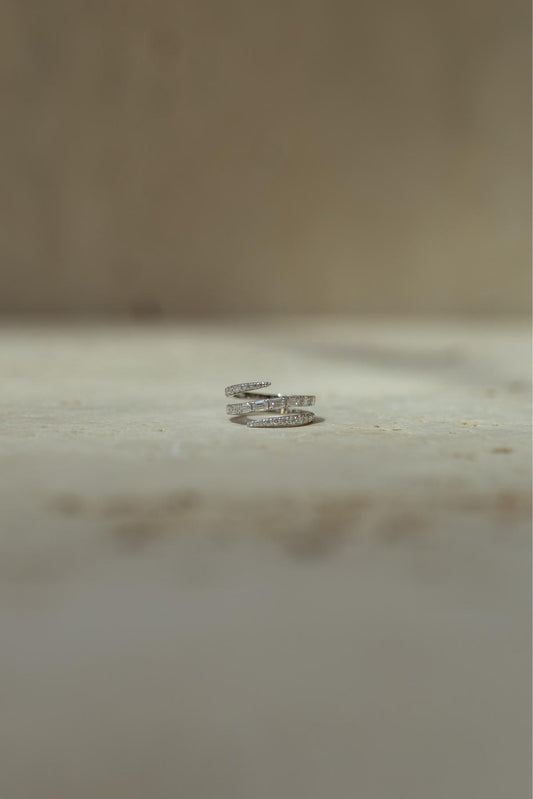Anel Glam Moissanite Prata 925 Ródio Branco