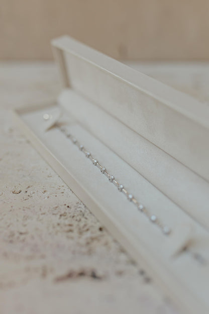 Pulseira Riviera Fio Faca Cristal Ródio Branco