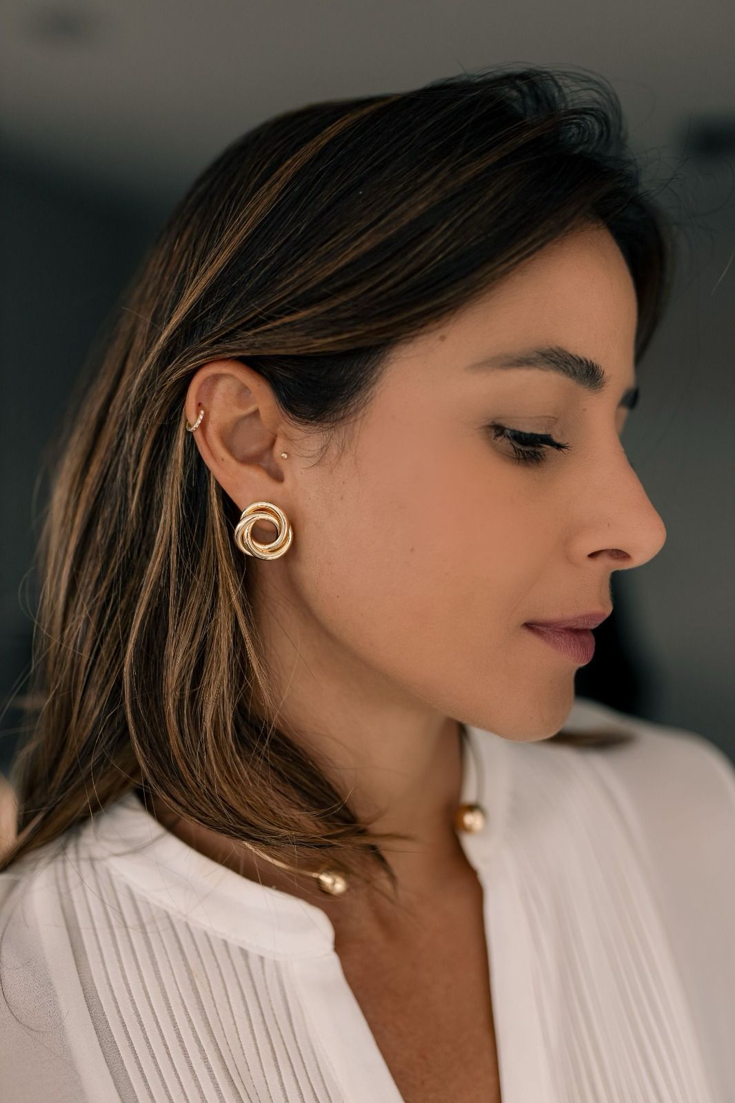 Brinco Nó Liso Dourado G