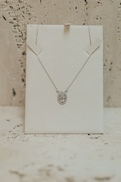 Colar Medalha Nossa Senhora das Graças Moissanite Prata 925