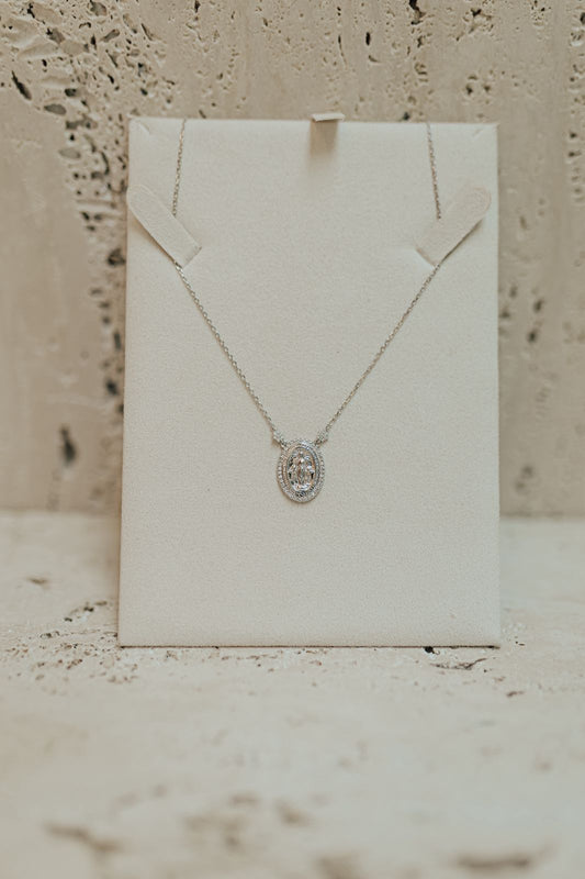 Colar Medalha Nossa Senhora das Graças Moissanite Prata 925