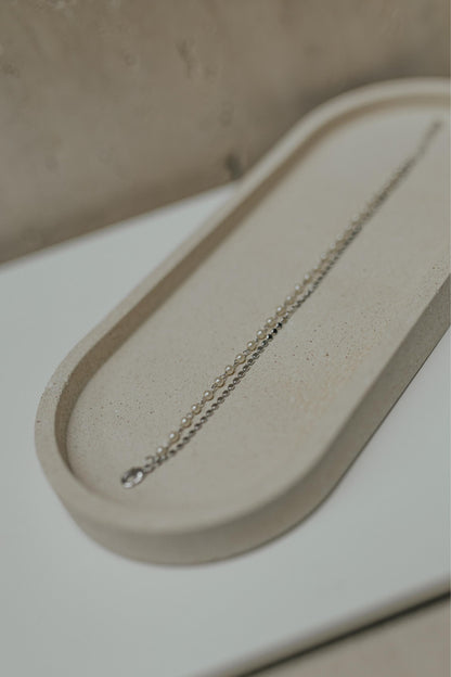 Pulseira Dupla Pérolas e Chapinhas Diamantadas Ródio Branco