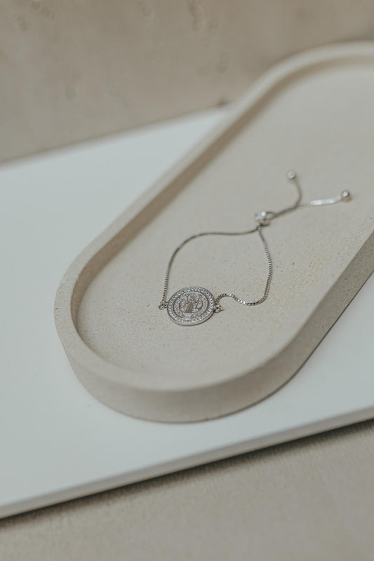 Pulseira Gravata São Bento Cravejado Ródio Branco