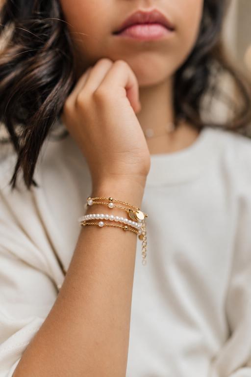 Pulseira Infantil de Perolinhas Dourado