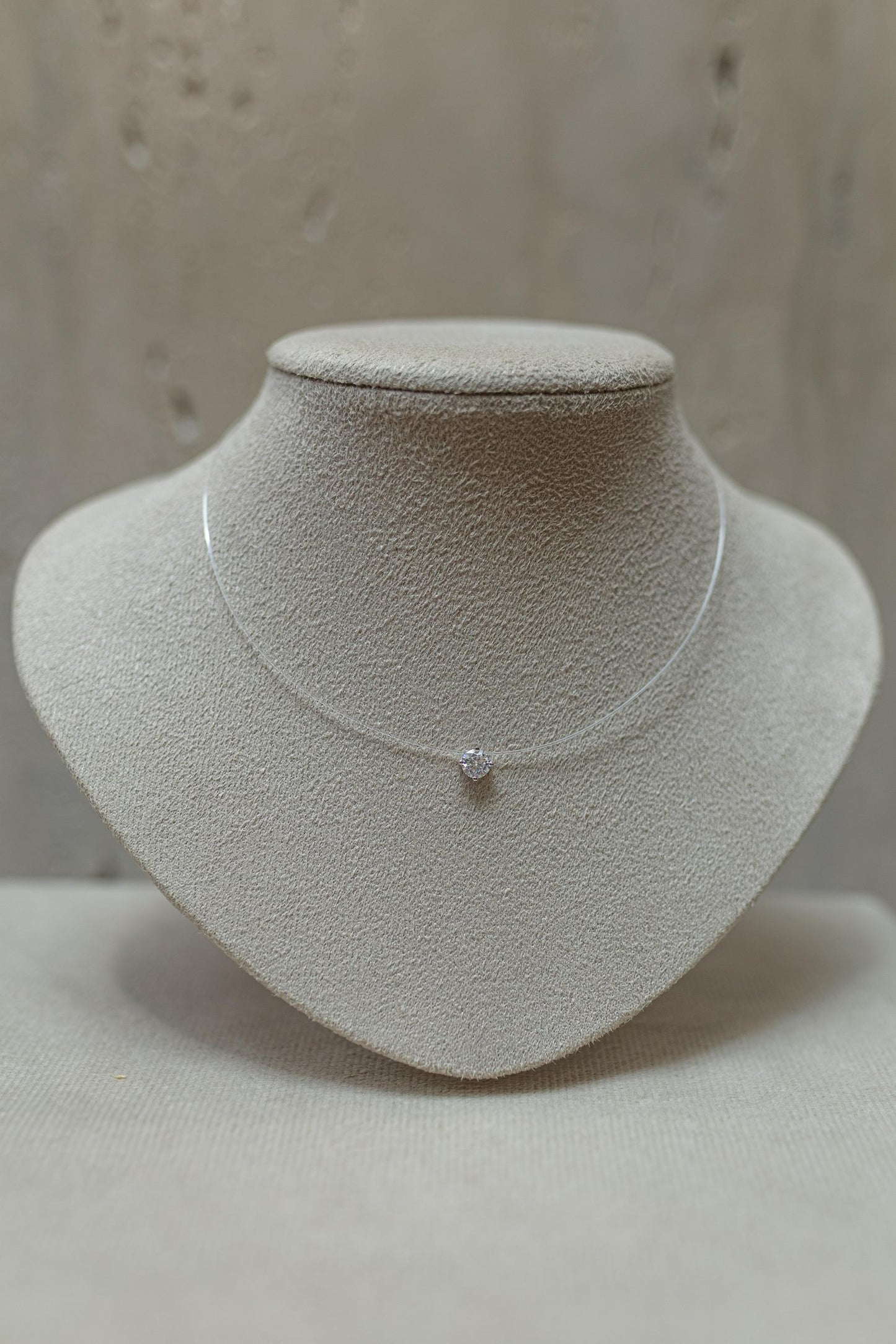 Colar Nylon Ponto de Luz 6mm Moissanite Prata 925 Ródio Branco