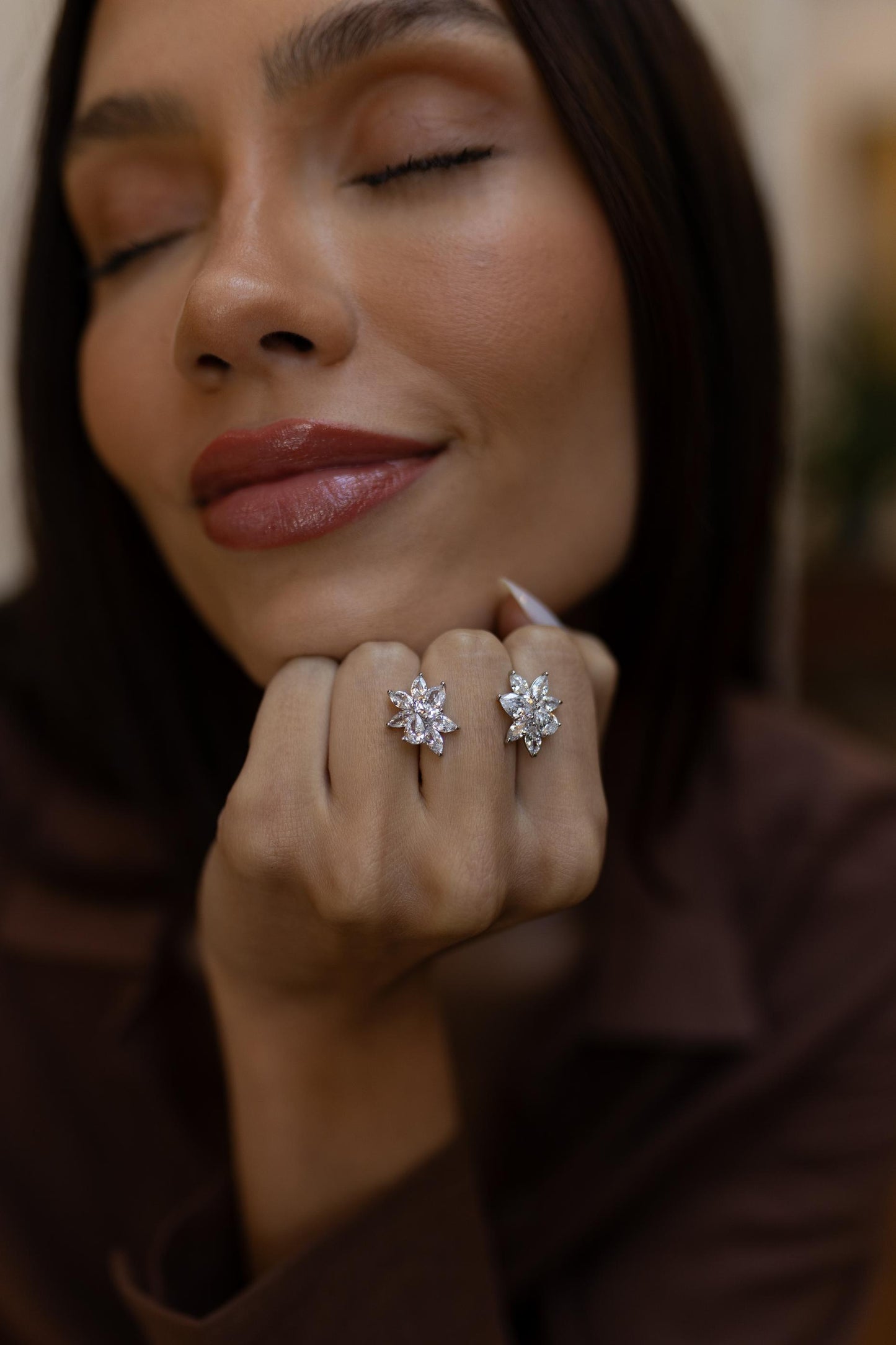 Brinco Mini Ear Cuff Gotas e Navetes Ródio Branco