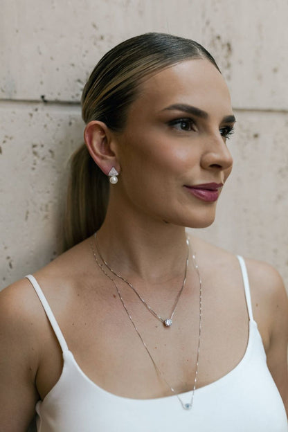 Colar Escapulário Olho Grego e Mão Hamsá Ródio Branco