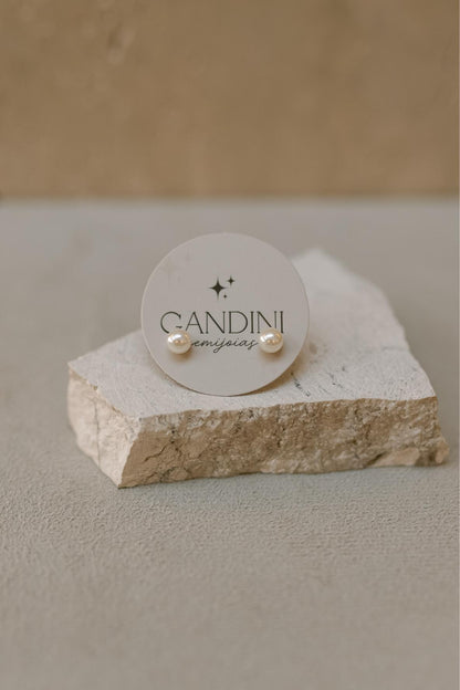 Brinco Pérola 6mm Dourado