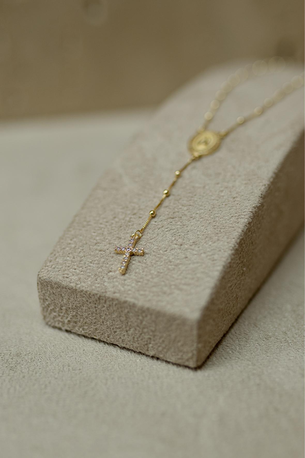 Colar Terço Nossa Senhora Aparecida Dourado