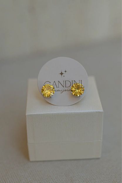 Brinco Redondo 10mm 4 Garras Yellow Fancy Ródio Branco