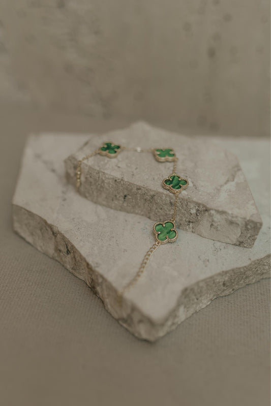 Pulseira Trevo Verde Dourado