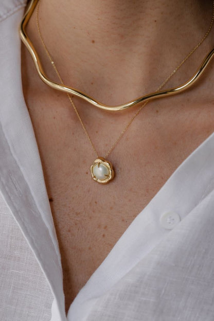 Colar Choker Aro Ondulado Dourado