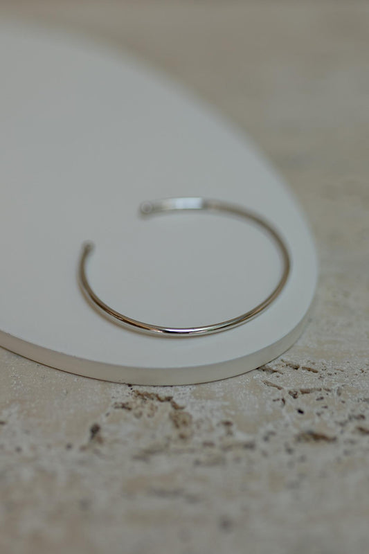 Bracelete Tubo Liso Slim Ródio Branco