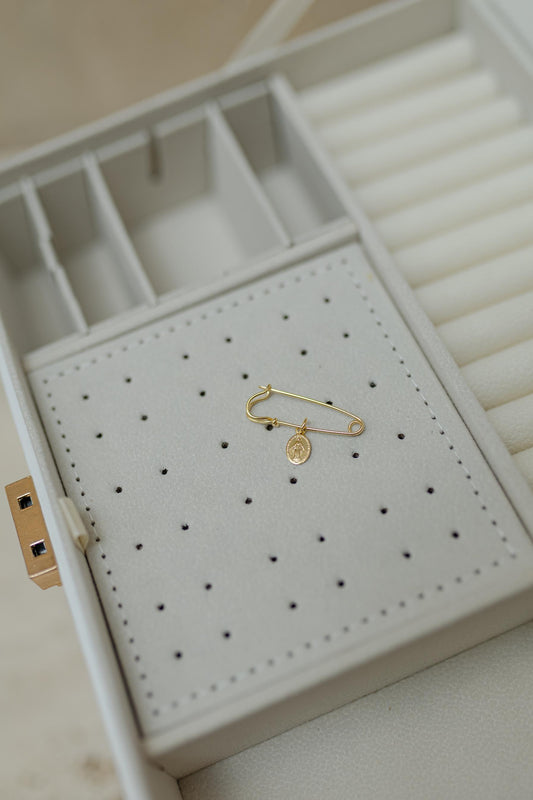 Alfinete Batizado Prata 925 Nossa Senhora das Graças Dourado