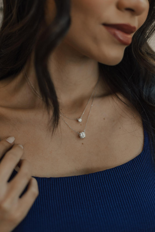 Colar Ponto de Luz Moissanite Luxo 5mm Prata 925 Ródio Branco