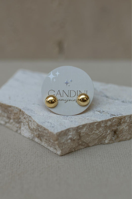 Brinco Botão Meia Esfera PP Dourado