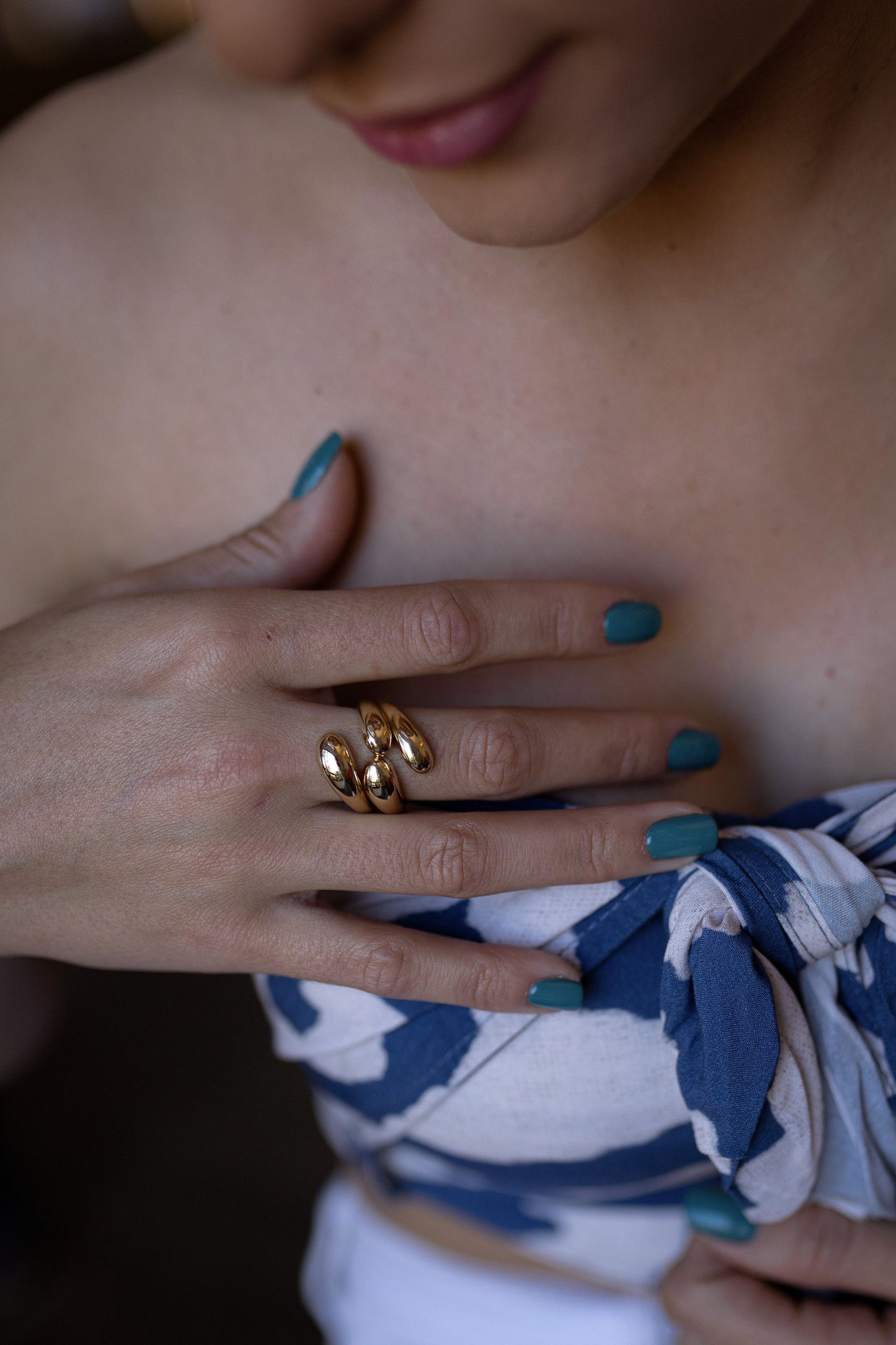 Anel Ajustável Duplo Liso Dourado