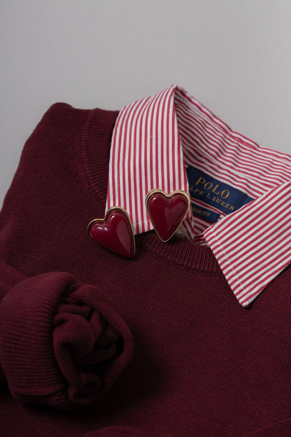 Brinco Maxi de Coração Resina Dourado