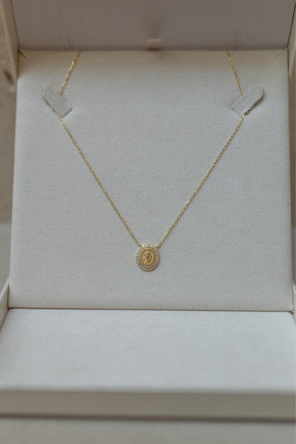 Colar Nossa Senhora das Graças Moissanite Prata 925 Dourado