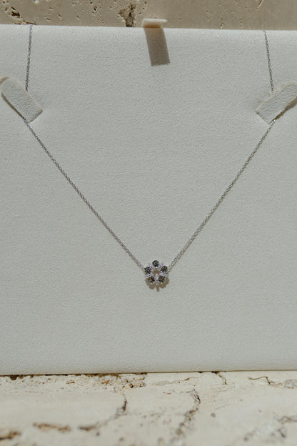 Colar Choker Flor Prata 925 Ródio Branco