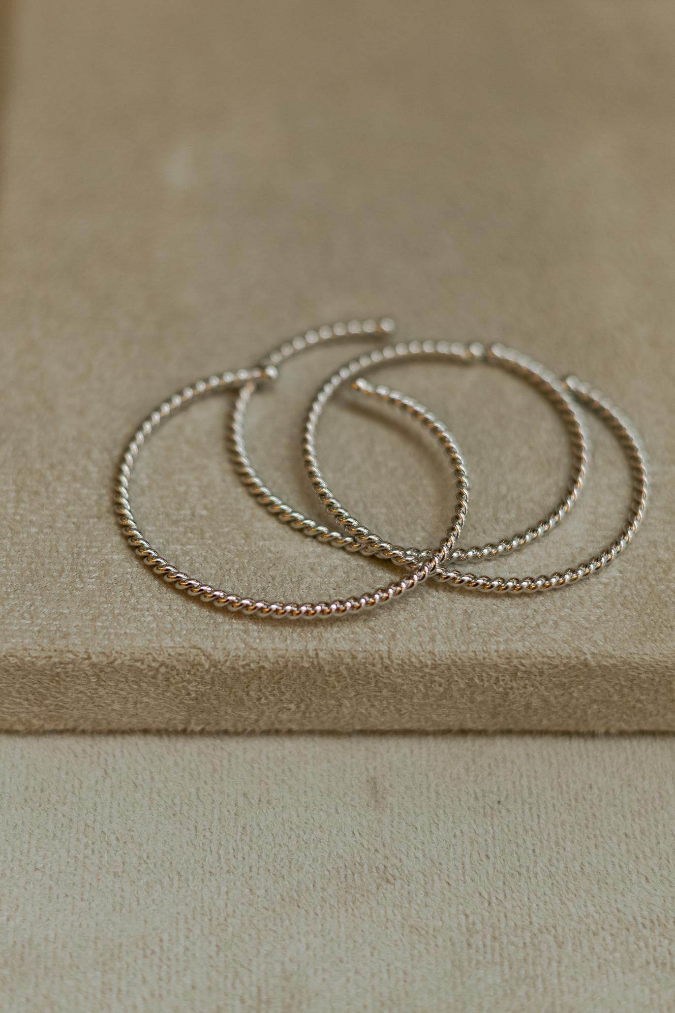 Bracelete Torcido  Slim Ródio Branco