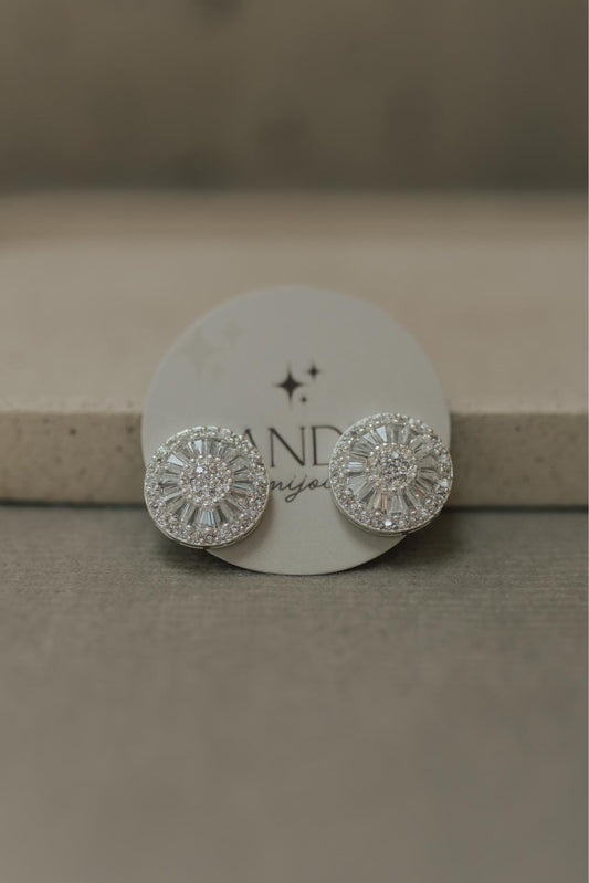 Brinco Pizza Zircônia Cristal Ródio Branco