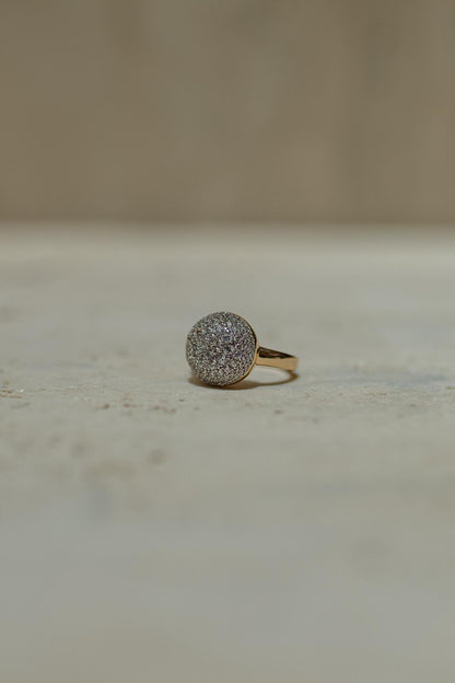 Anel Meia Esfera Cravejada